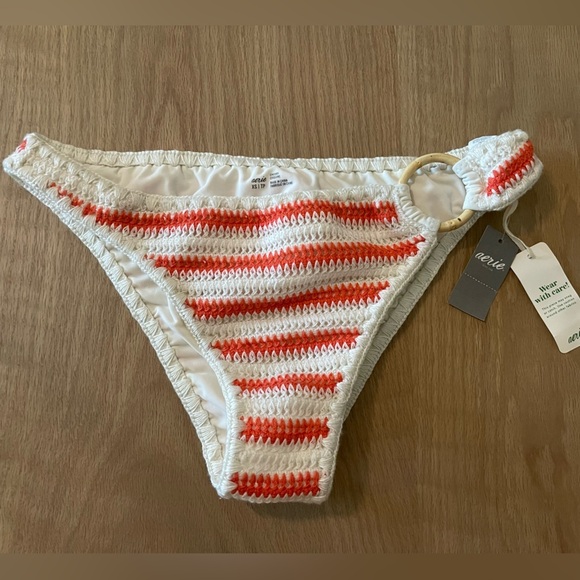 Aerie| Cheeky Bikini Bottom in Crotchet Knit Striped Nautical Style, Beachy,NWT• - Picture 1 of 9